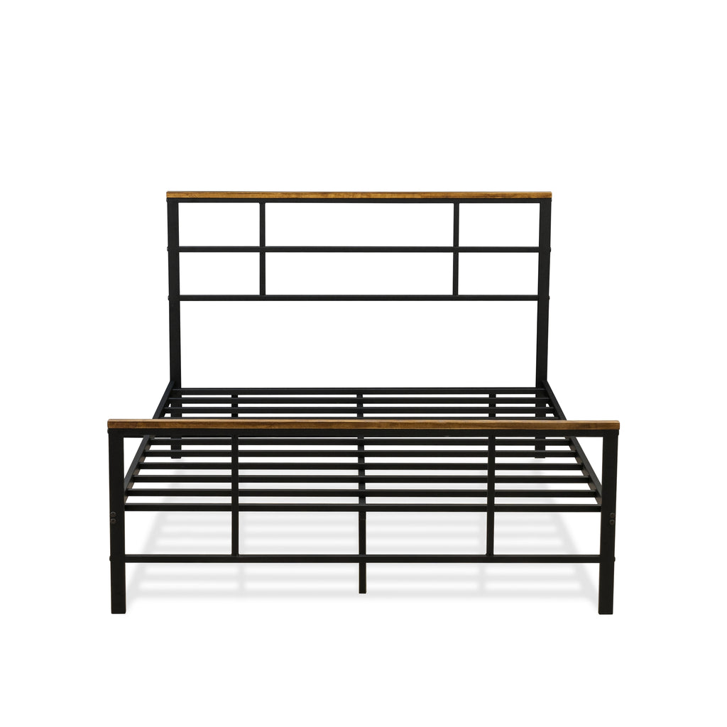 East West Furniture IGFBB04 Ingram Full Size Bed with 7 Metal Legs - Lavish Bed in Powder Coating Black Color