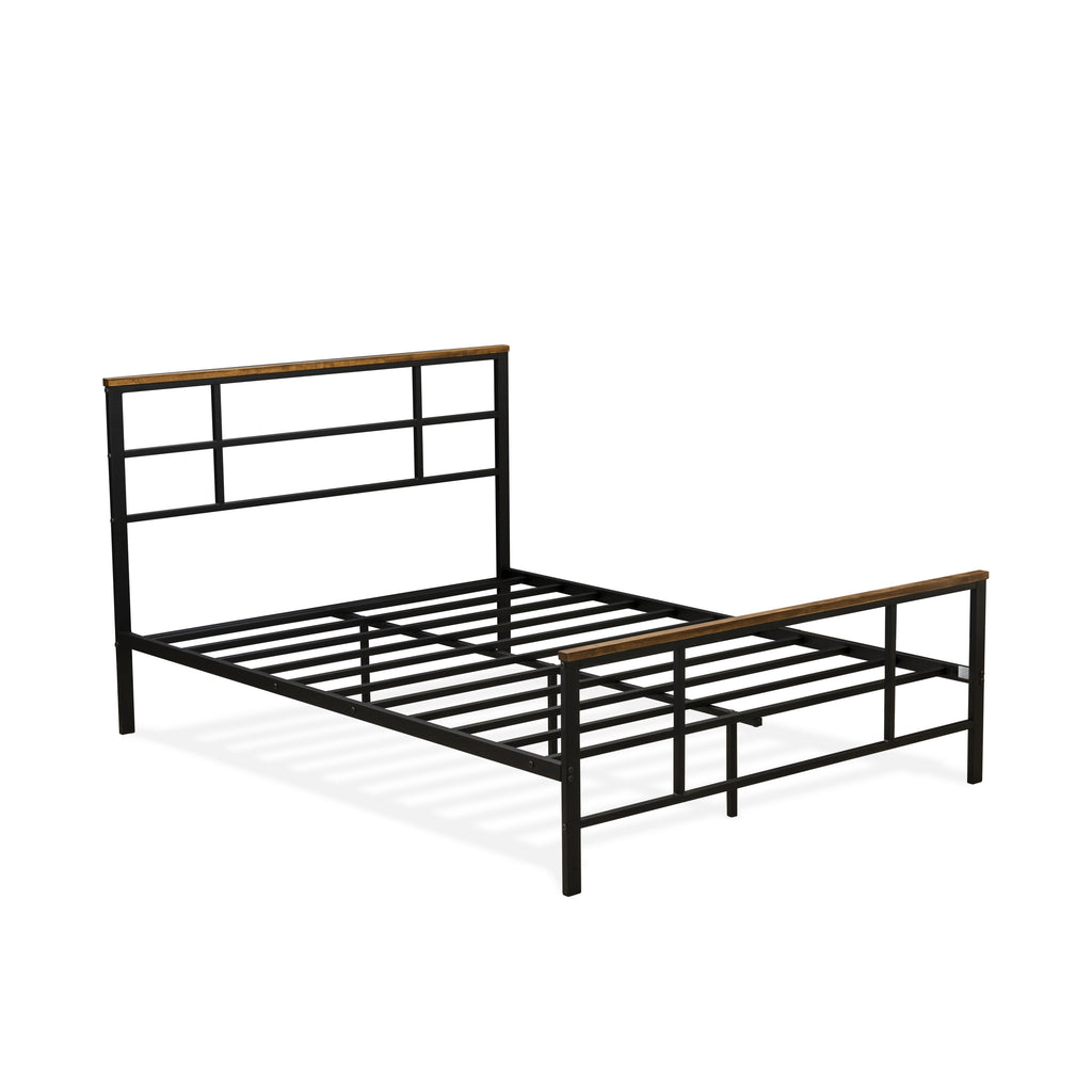 East West Furniture IGFBB04 Ingram Full Size Bed with 7 Metal Legs - Lavish Bed in Powder Coating Black Color