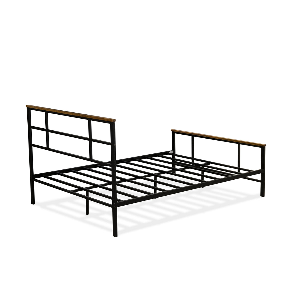 East West Furniture IGFBB04 Ingram Full Size Bed with 7 Metal Legs - Lavish Bed in Powder Coating Black Color