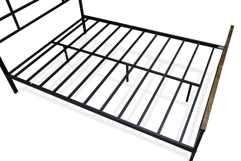 East West Furniture IGFBB04 Ingram Full Size Bed with 7 Metal Legs - Lavish Bed in Powder Coating Black Color