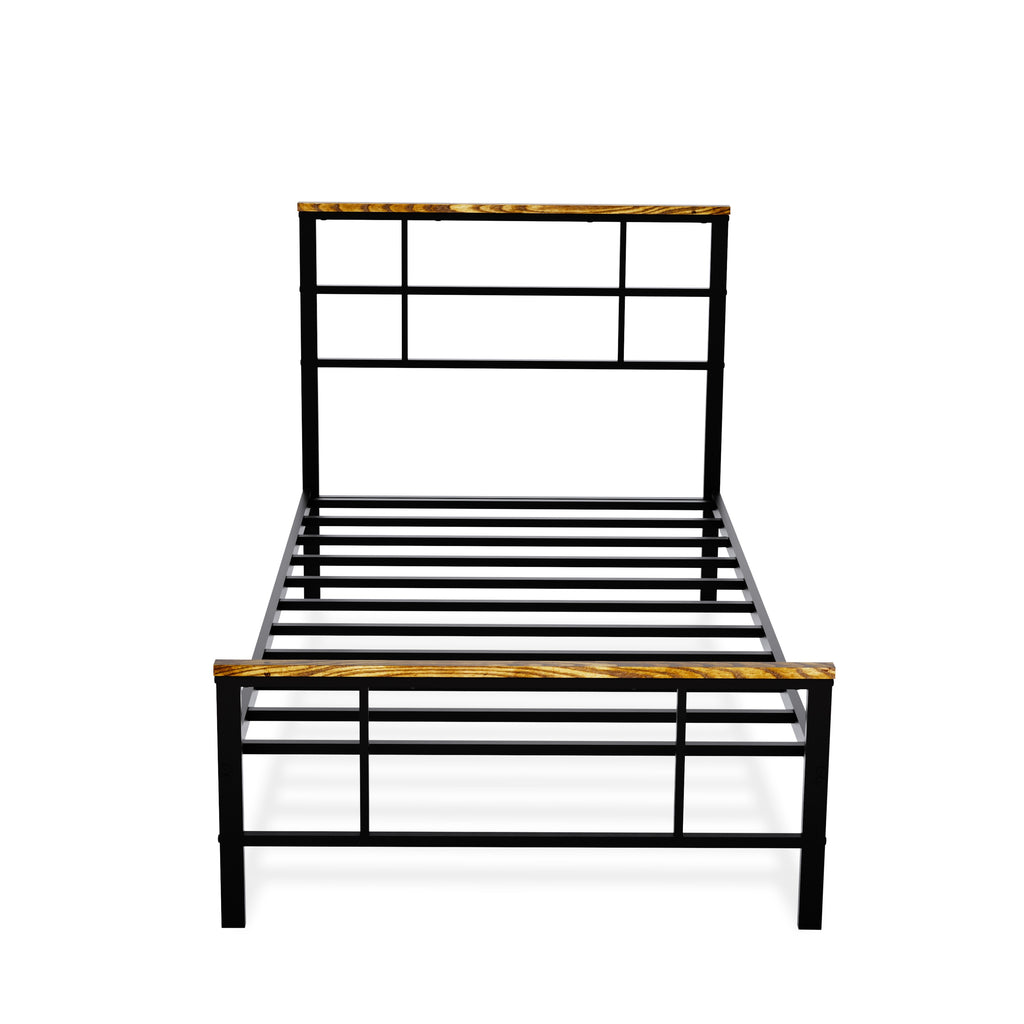 East West Furniture IGTBB04 Ingram Modern Bed Frame with 4 Metal Legs - High-class Bed Frame in Powder Coating Black Color