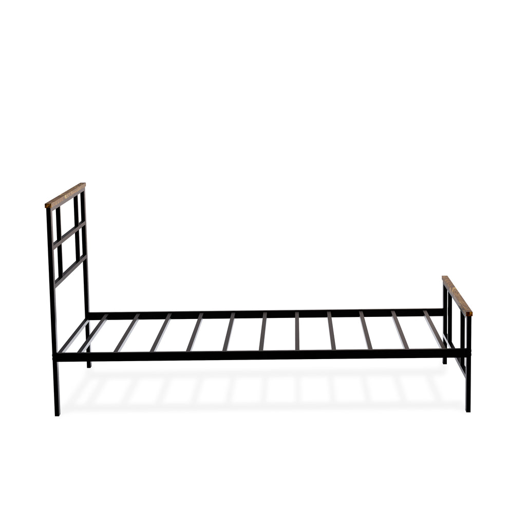 East West Furniture IGTBB04 Ingram Modern Bed Frame with 4 Metal Legs - High-class Bed Frame in Powder Coating Black Color