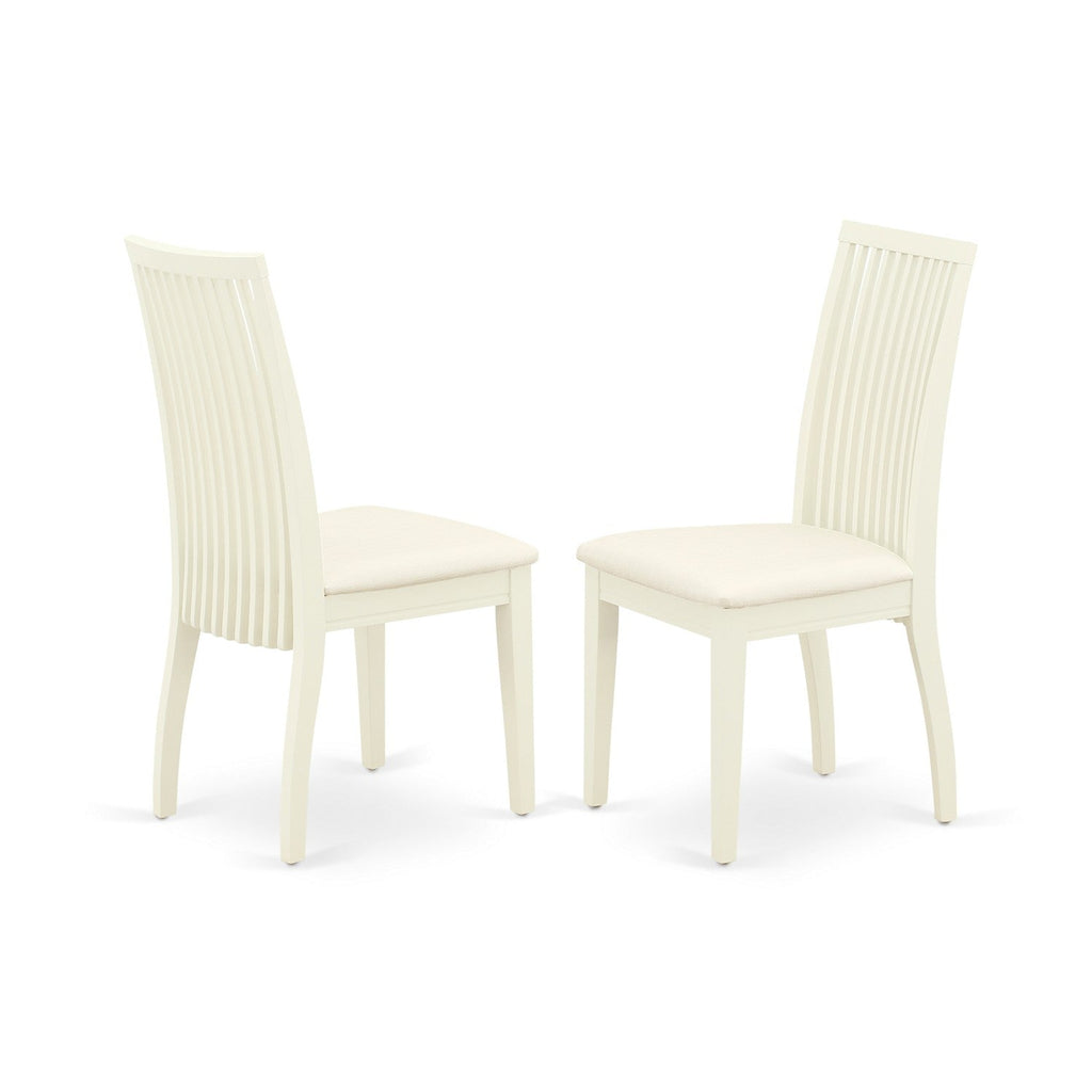 East West Furniture HBIP3-LWH-C 3 Piece Dinette Set for Small Spaces Contains a Round Dining Table with Pedestal and 2 Linen Fabric Upholstered Dining Chairs, 42x42 Inch, Linen White