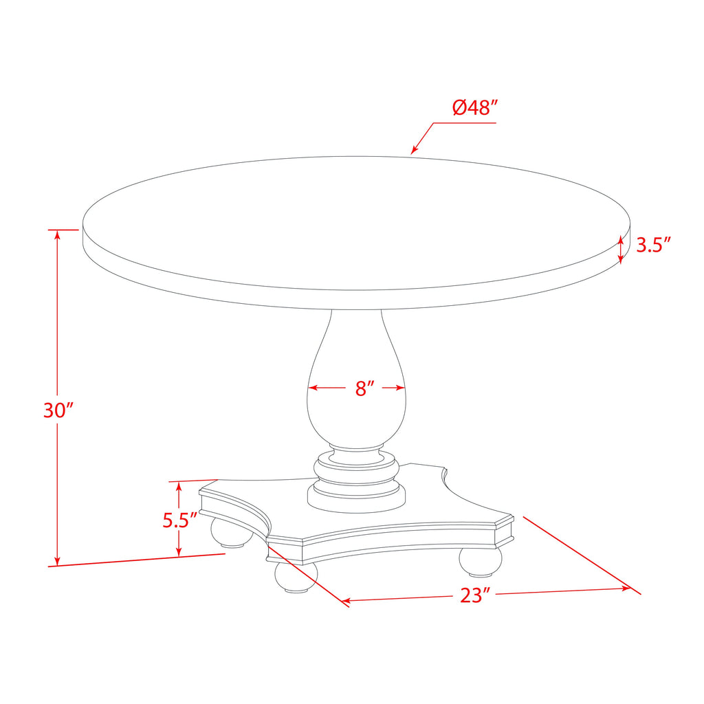 East West Furniture I2MZ7-NN-32 7 Piece Dining Table Set Consist of a Round Kitchen Table with Pedestal and 6 Light Beige Linen Fabric Parson Chairs, 48x48 Inch, Sandblasting Antique Walnut