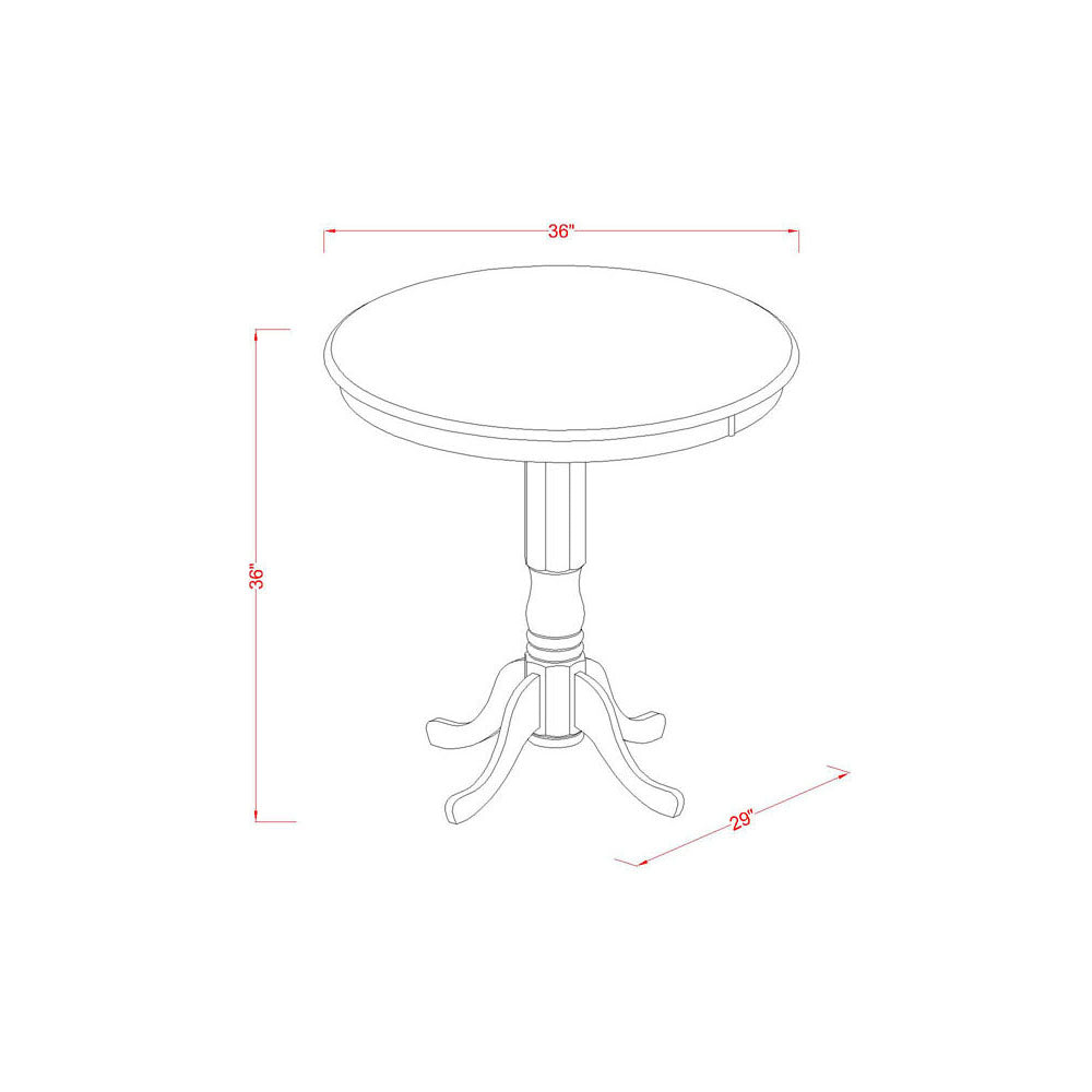 East West Furniture JAKE3-WHI-W 3 Piece Counter Height Dining Set for Small Spaces Contains a Round Wooden Table with Pedestal and 2 Kitchen Chairs, 36x36 Inch, Buttermilk & Cherry