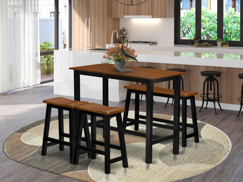 East West Furniture KATY4-BCH-W 4 Piece Dining Table Set Includes a Rectangular Dining Room Table and 2 Stools with a Bench, 24x47 Inch, Black & Cherry