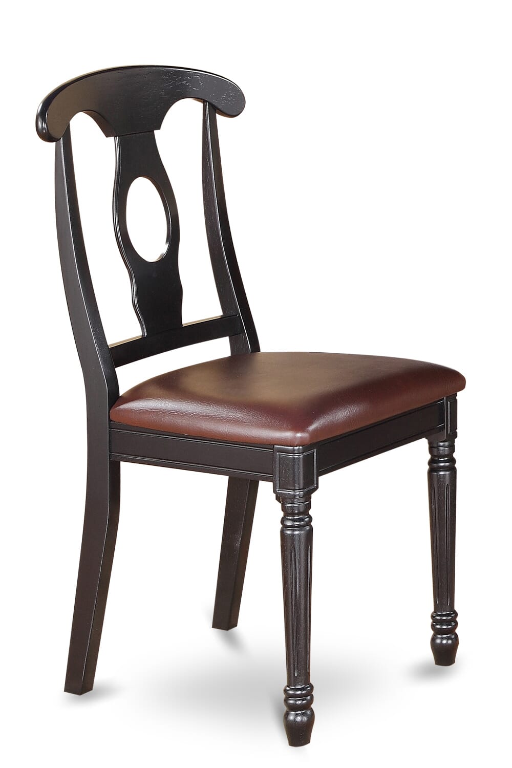 East West Furniture AMKE3-BCH-LC 3 Piece Kitchen Table & Chairs Set Contains a Round Dining Room Table with Pedestal and 2 Faux Leather Upholstered Dining Chairs, 36x36 Inch, Black & Cherry
