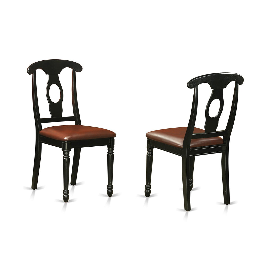 East West Furniture HLKE3-BCH-LC 3 Piece Kitchen Table & Chairs Set Contains a Round Dining Room Table with Pedestal and 2 Faux Leather Upholstered Chairs, 42x42 Inch, Black & Cherry