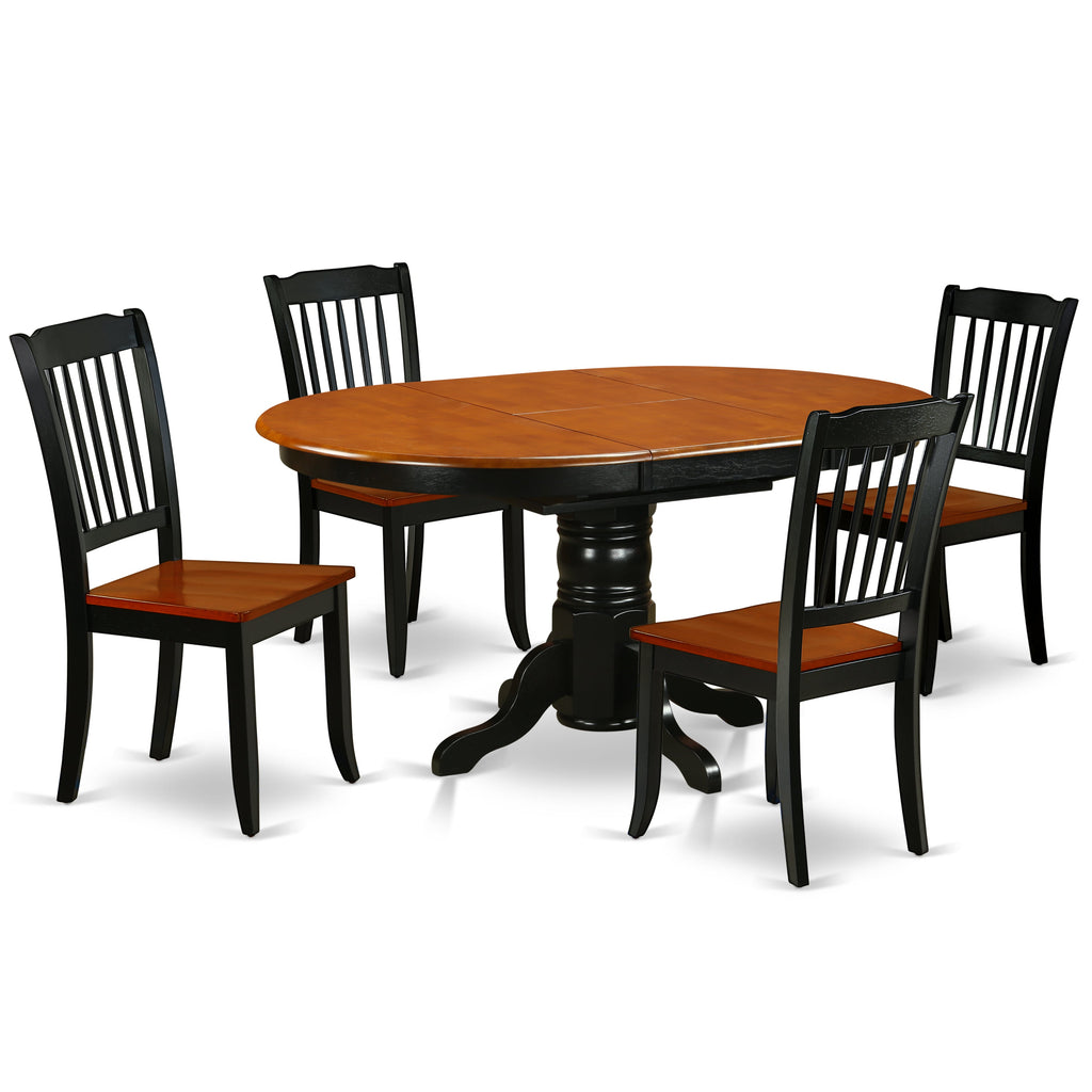 East West Furniture KEDA5-BCH-W 5 Piece Dining Table Set for 4 Includes an Oval Kitchen Table with Butterfly Leaf and 4 Kitchen Dining Chairs, 42x60 Inch, Black & Cherry