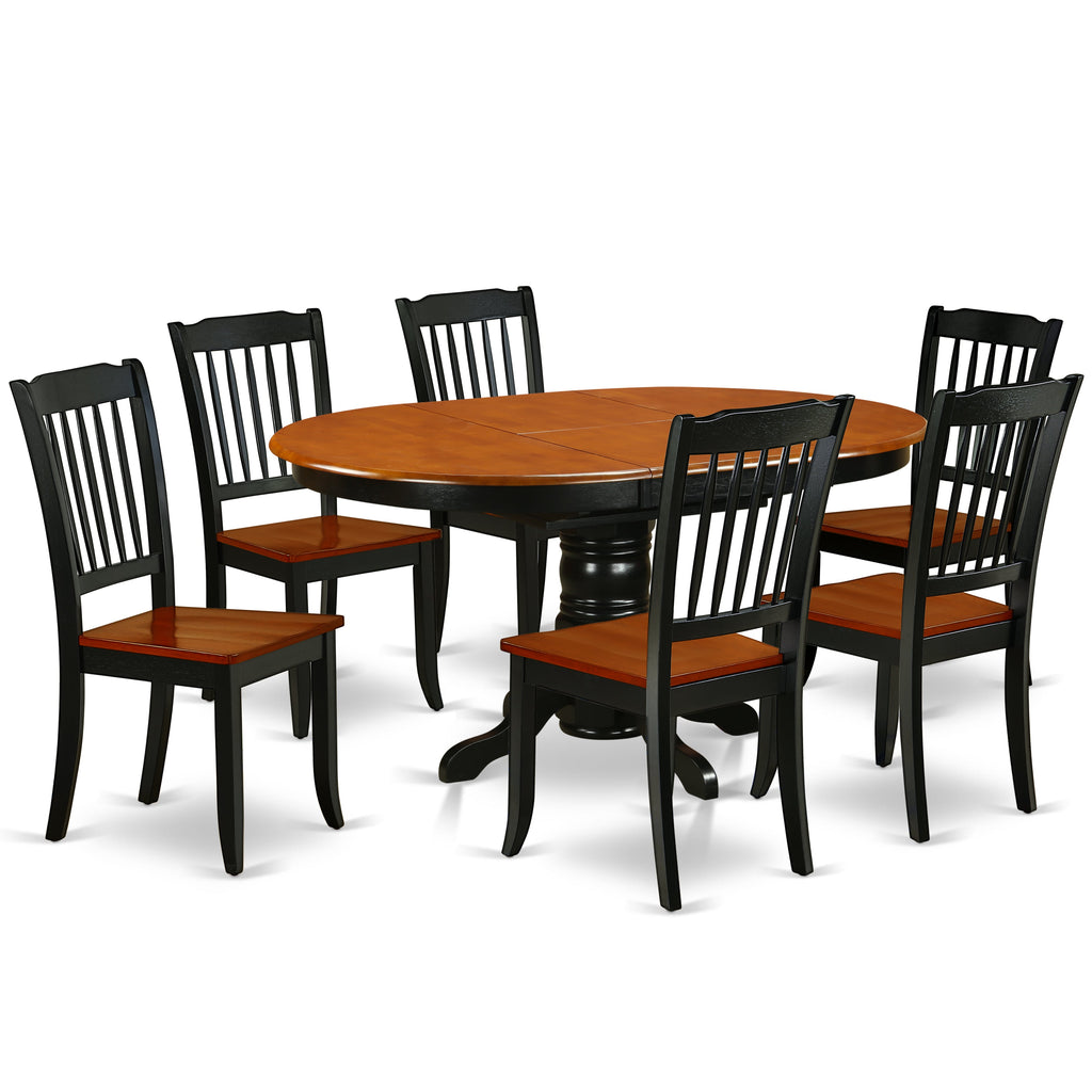 East West Furniture KEDA7-BCH-W 7 Piece Dining Set Consist of an Oval Dining Room Table with Butterfly Leaf and 6 Wood Seat Chairs, 42x60 Inch, Black & Cherry