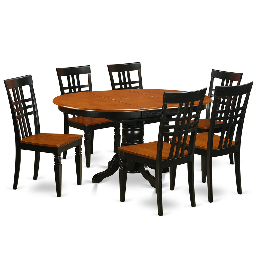 East West Furniture KELG7-BCH-W 7 Piece Kitchen Table & Chairs Set Consist of an Oval Dining Room Table with Butterfly Leaf and 6 Solid Wood Seat Chairs, 42x60 Inch, Black & Cherry