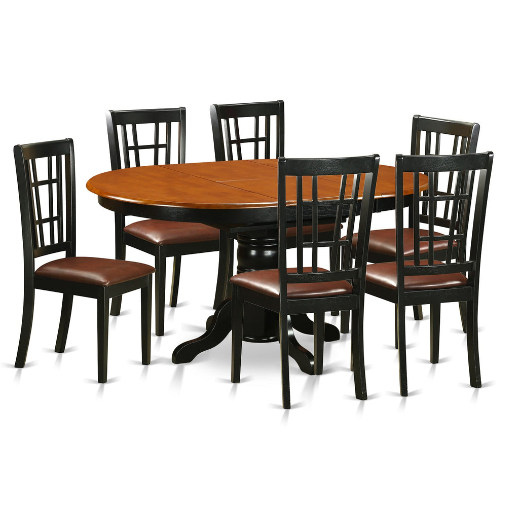 East West Furniture KENI7-BCH-LC 7 Piece Dining Room Furniture Set Consist of an Oval Kitchen Table with Butterfly Leaf and 6 Faux Leather Upholstered Chairs, 42x60 Inch, Black & Cherry