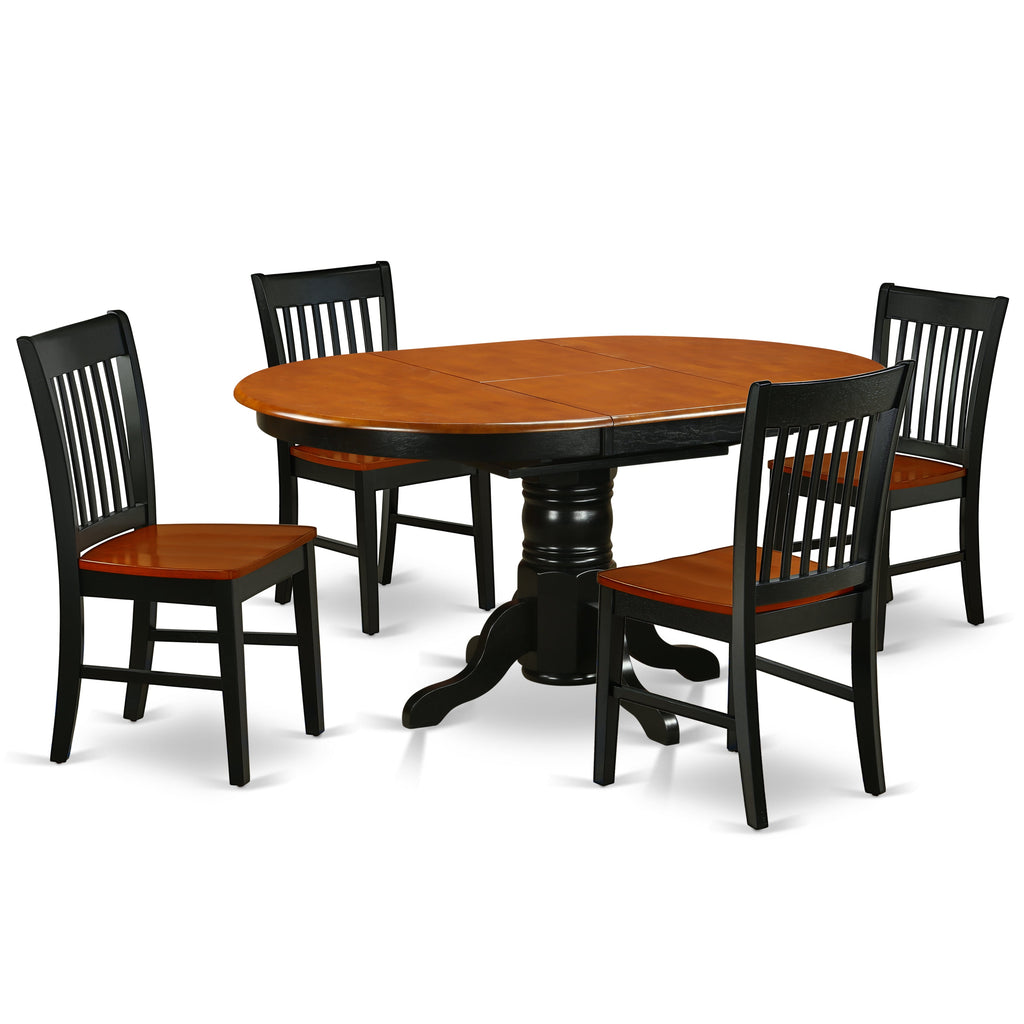 East West Furniture KENO5-BCH-W 5 Piece Dining Set Includes an Oval Dining Room Table with Butterfly Leaf and 4 Kitchen Chairs, 42x60 Inch, Black & Cherry