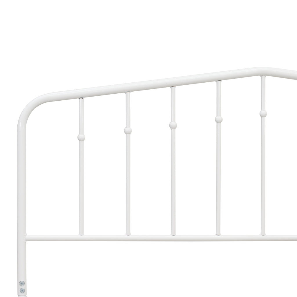 East West Furniture KHFBWHI Kemah Full Bed Frame with 3 Supporting Metal Legs - Deluxe Bed in Powder Coating White Color