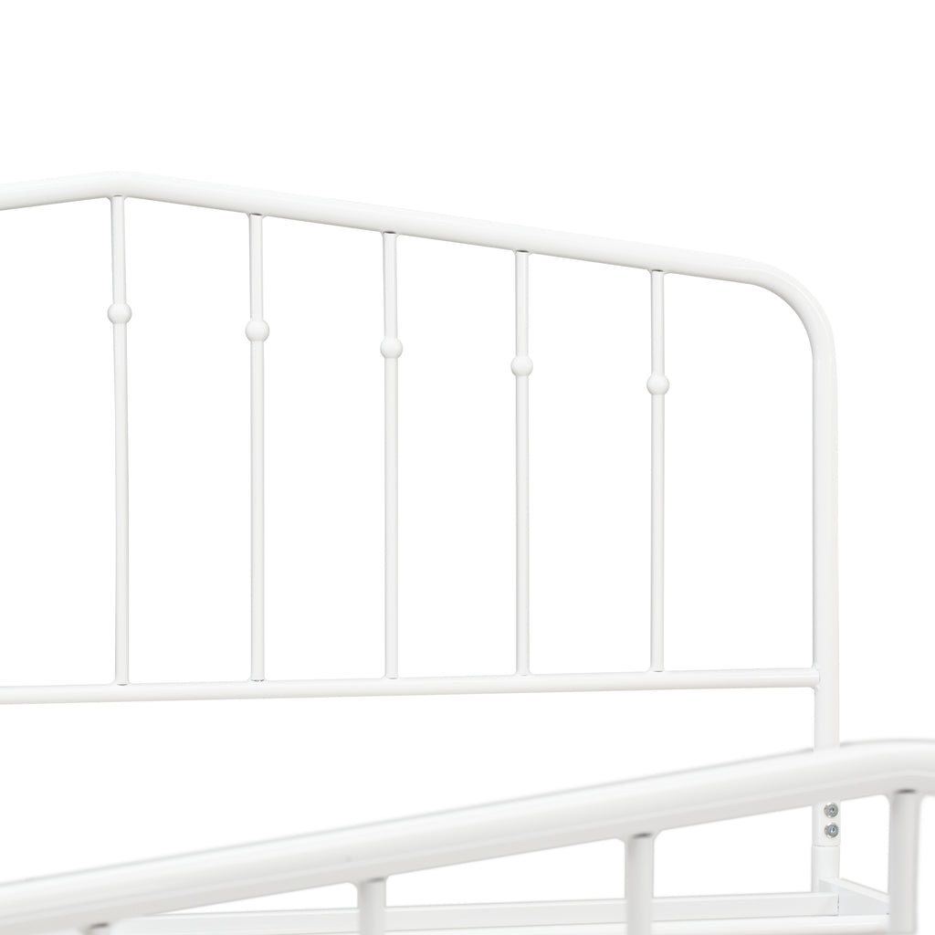 East West Furniture KHQBWHI Kemah Queen Platform Bed with 4 Metal Legs - Magnificent Bed in Powder Coating White Color