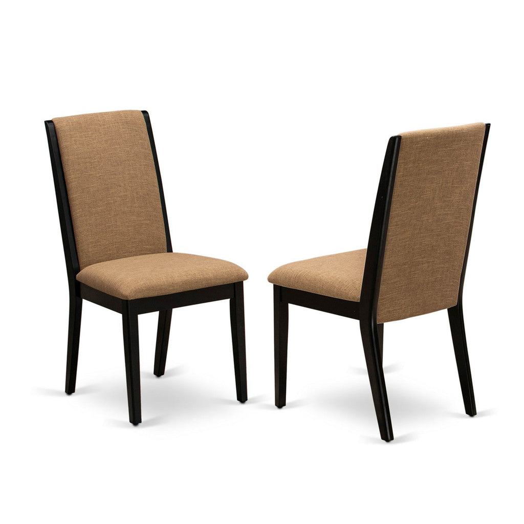 East West Furniture LAP1T47 Lancy Parson Dining Chairs - Light Sable Linen Fabric Upholstered Chairs, Set of 2, Black