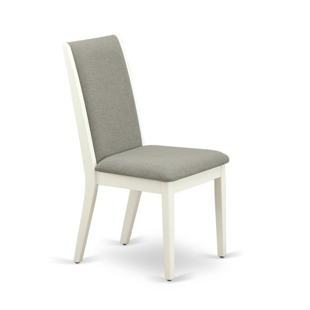 East West Furniture NDLA5-LWH-06 5 Piece Dinette Set for 4 Includes a Rectangle Dining Room Table with Dropleaf and 4 Shitake Linen Fabric Parsons Dining Chairs, 30x48 Inch, Linen White