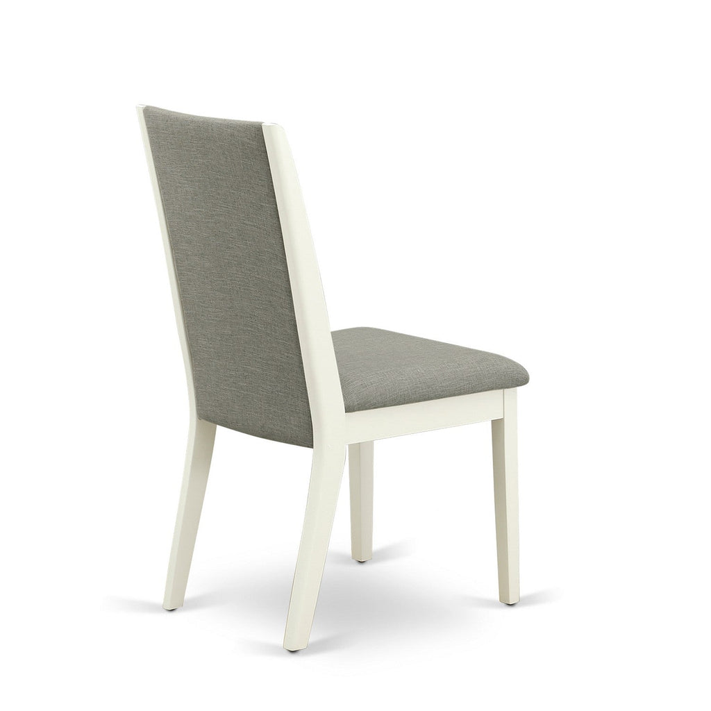 East West Furniture NDLA5-LWH-06 5 Piece Dinette Set for 4 Includes a Rectangle Dining Room Table with Dropleaf and 4 Shitake Linen Fabric Parsons Dining Chairs, 30x48 Inch, Linen White