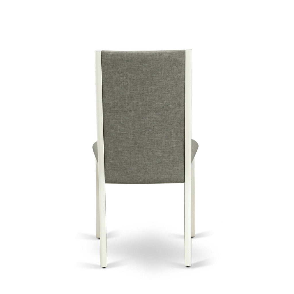 East West Furniture NDLA5-LWH-06 5 Piece Dinette Set for 4 Includes a Rectangle Dining Room Table with Dropleaf and 4 Shitake Linen Fabric Parsons Dining Chairs, 30x48 Inch, Linen White