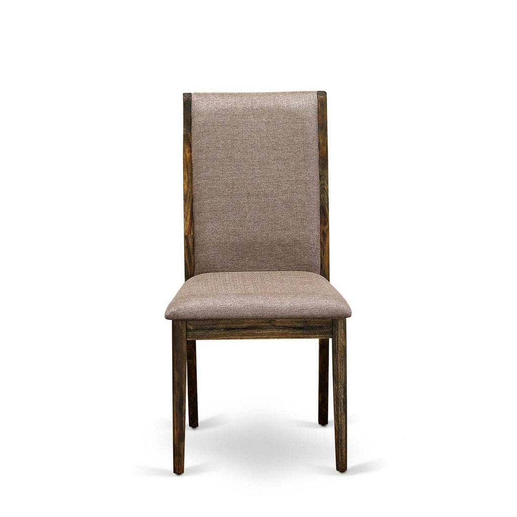 East West Furniture LAP7T16 Lancy Parsons Dining Chairs - Dark Khaki Linen Fabric Padded Chairs, Set of 2, Jacobean