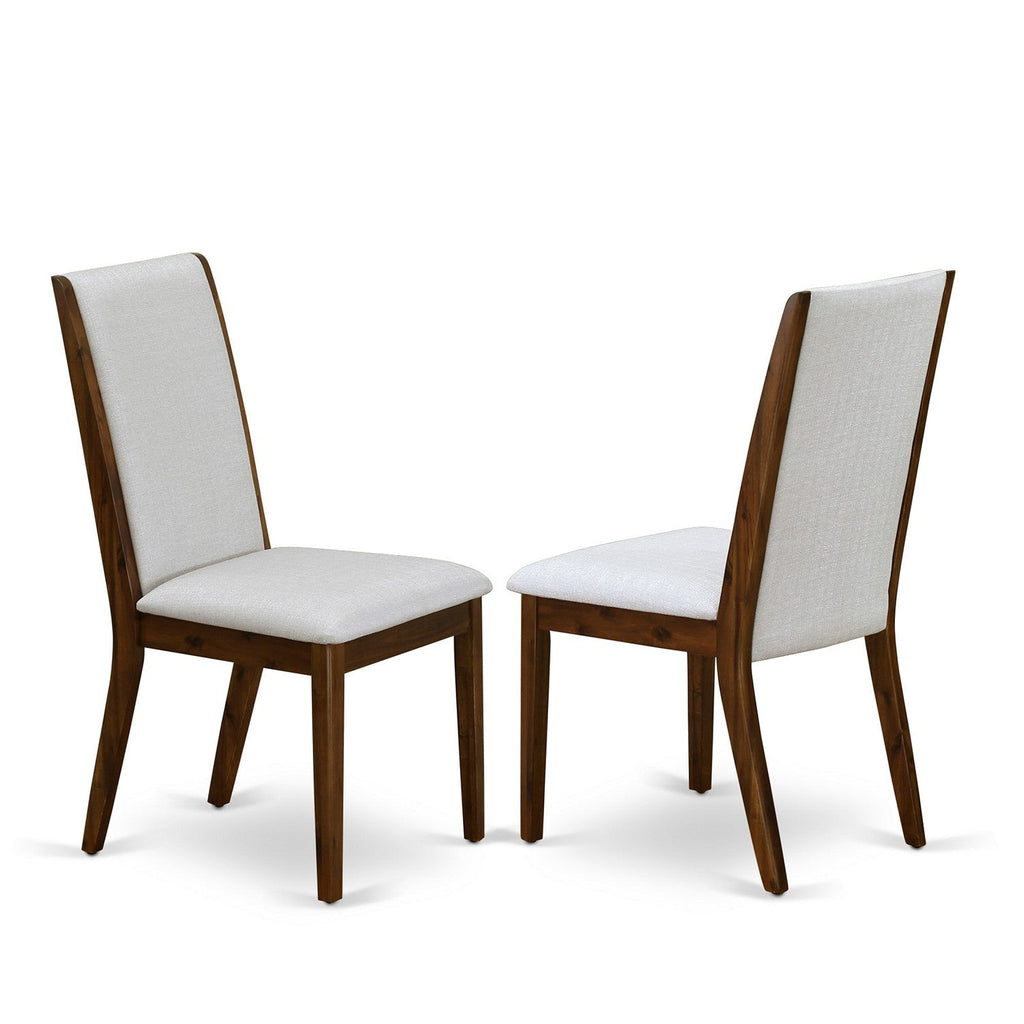 East West Furniture LALA9-78-05 9 Piece Dining Set Includes a Rectangle Dining Room Table with Butterfly Leaf and 8 Grey Linen Fabric Upholstered Chairs, 42x92 Inch, Jacobean