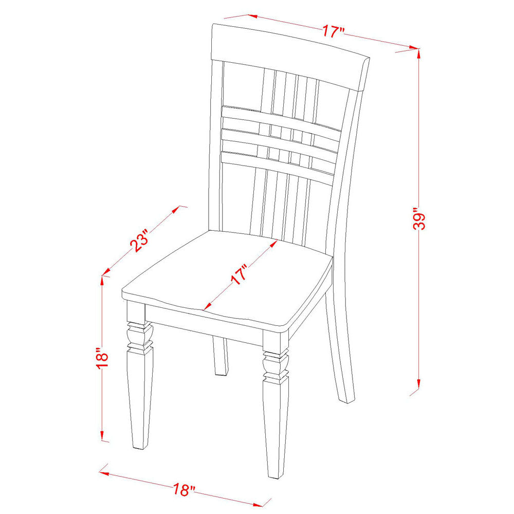 DOLG7-BCH-W 7Pc Dinette Set - 42x78" Rectangular Table and 6 Dining Chairs - Black & Cherry Color