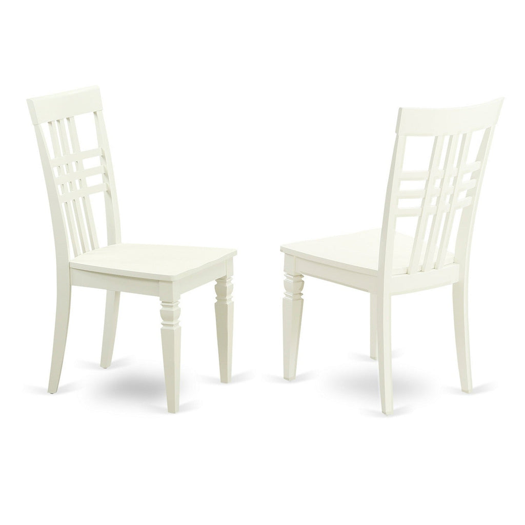 East West Furniture LGC-LWH-W Logan Kitchen Dining Chairs - Stylish Back Solid Wood Seat Chairs, Set of 2, Linen White