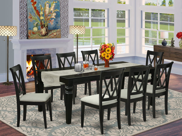 LGCL9-BLK-C 9Pc Dining Set Includes a Rectangle Dining Table with