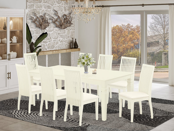 East West Furniture LGIP9-LWH-C 9 Piece Dining Room Table Set