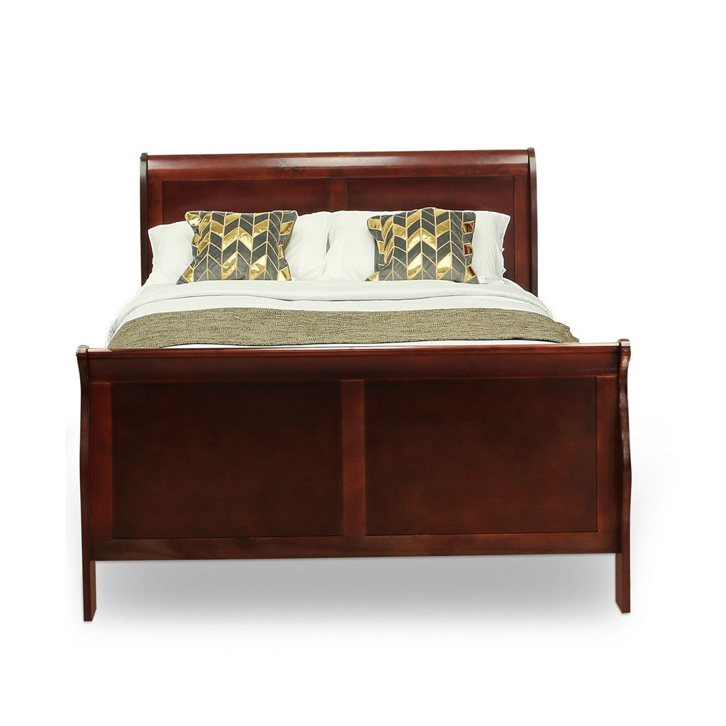 LP03-QDM000 Louis Philippe 3 Piece Queen Size Bedroom Set in Walnut Finish with Queen Bed, Dresser with Mirror