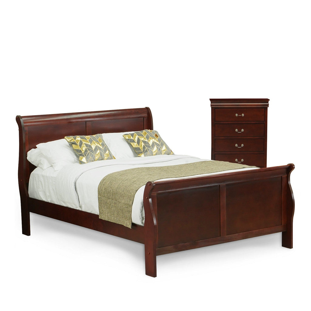 LP03-QC0000 Louis Philippe 2 Piece Queen Size Bedroom Set in Walnut Finish with Queen Bed & Chest