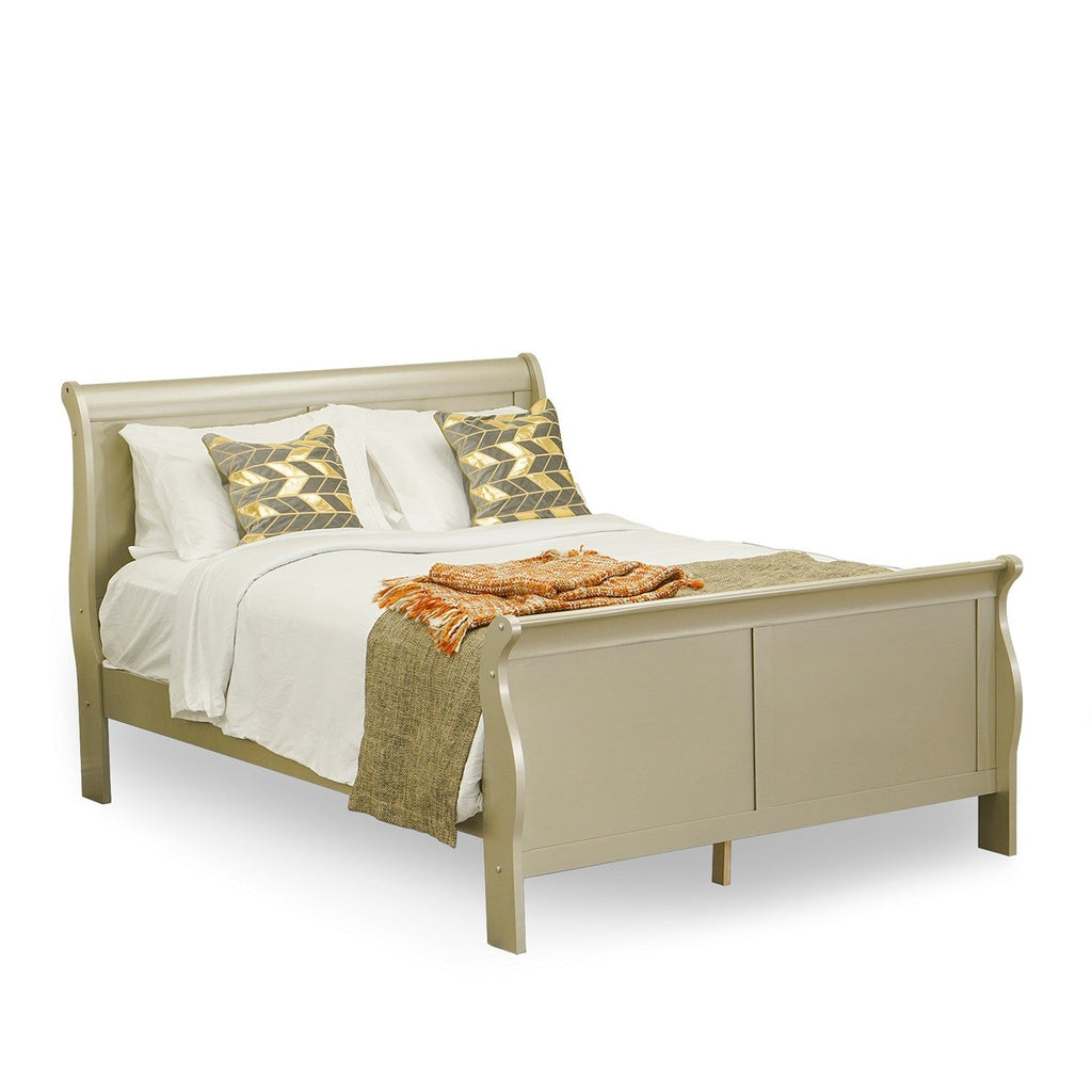 LP04-Q2NDM0 Louis Philippe 5 Piece Queen Size Bedroom Set in Metallic Gold Finish with Queen Bed, 2 Nightstands, Dresser with Mirror