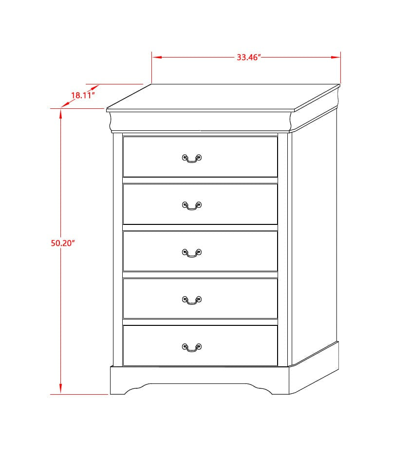 East West Furniture Louis Philippe Dresser and Mirror in Phillip Metallic Gold Finish