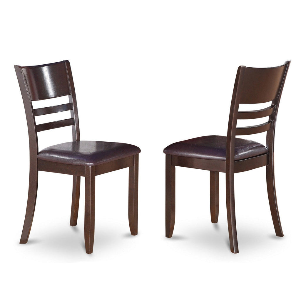 East West Furniture LYC-CAP-LC Lynfield Dining Room Chairs - Faux Leather Upholstered Wooden Chairs, Set of 2, Cappuccino