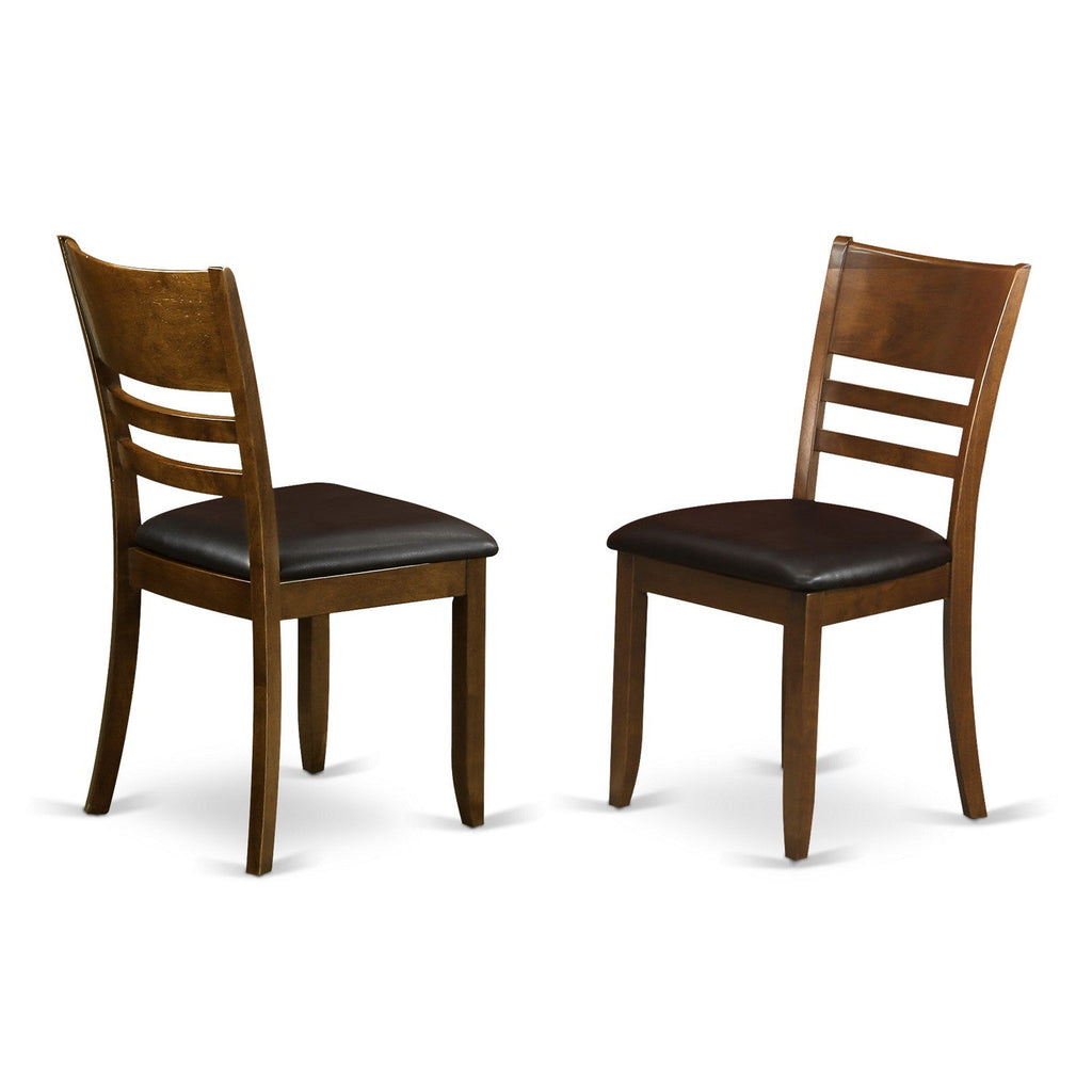 East West Furniture LYC-ESP-LC Lynfield Dining Chairs - Faux Leather Upholstered Wooden Chairs, Set of 2, Espresso