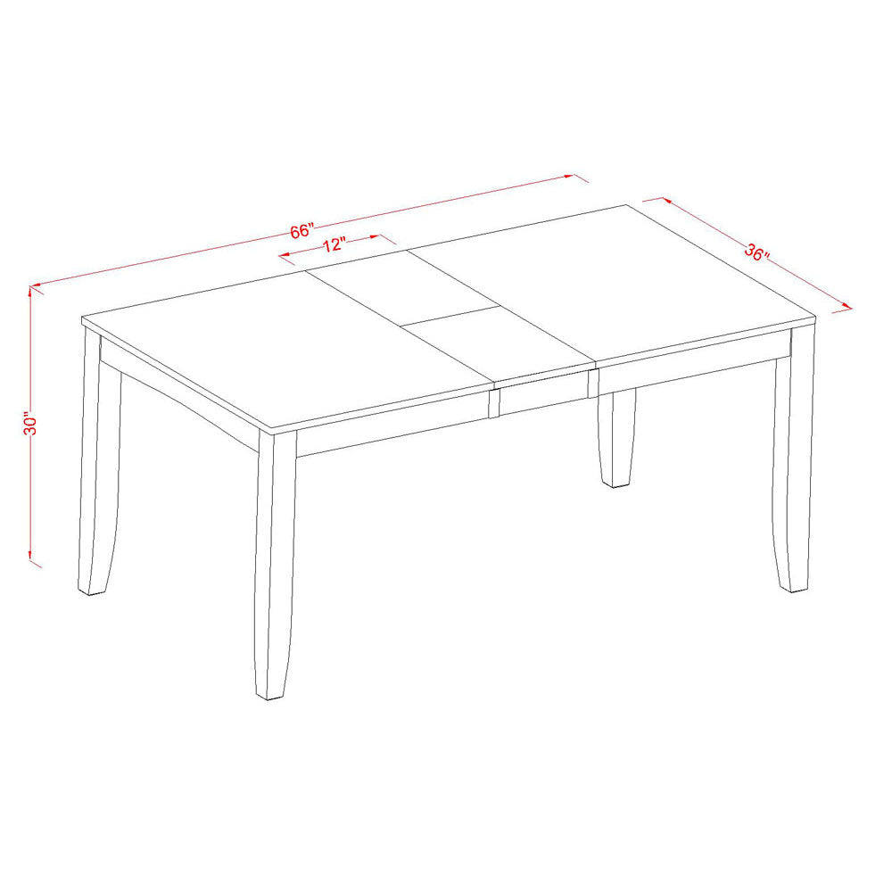 East West Furniture LYFD5-CAP-W 5 Piece Dining Table Set for 4 Includes a Rectangle Kitchen Table with Butterfly Leaf and 4 Dinette Chairs, 36x66 Inch, Cappuccino