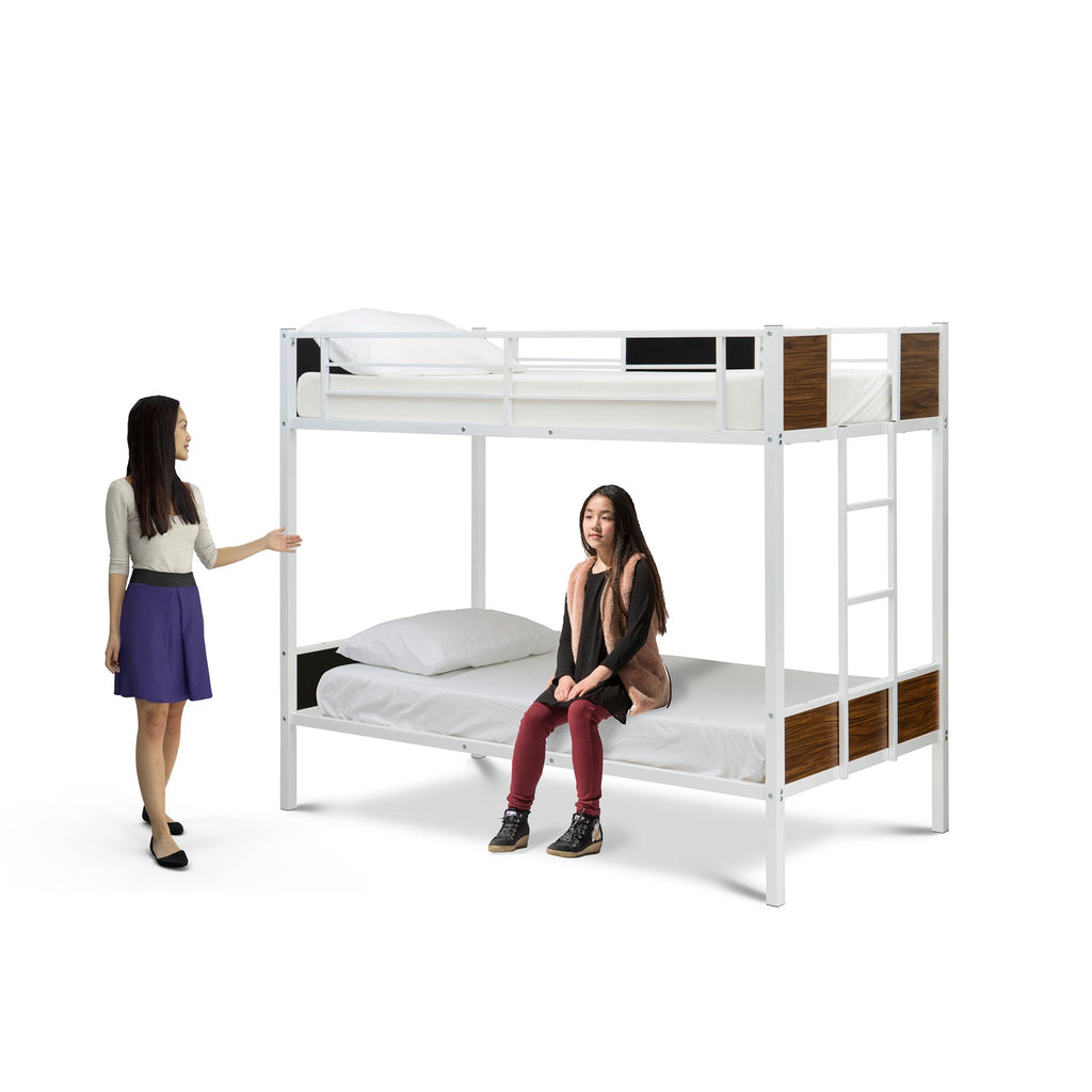 LYT0WHI Lynfield  Twin Bunk Bed in powder coating white color