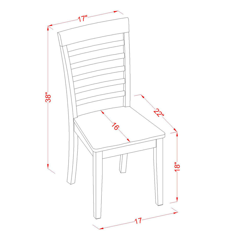 East West Furniture NDML5-MAH-W 5 Piece Dinette Set for 4 Includes a Rectangle Dining Room Table with Dropleaf and 4 Dining Chairs, 30x48 Inch, Mahogany