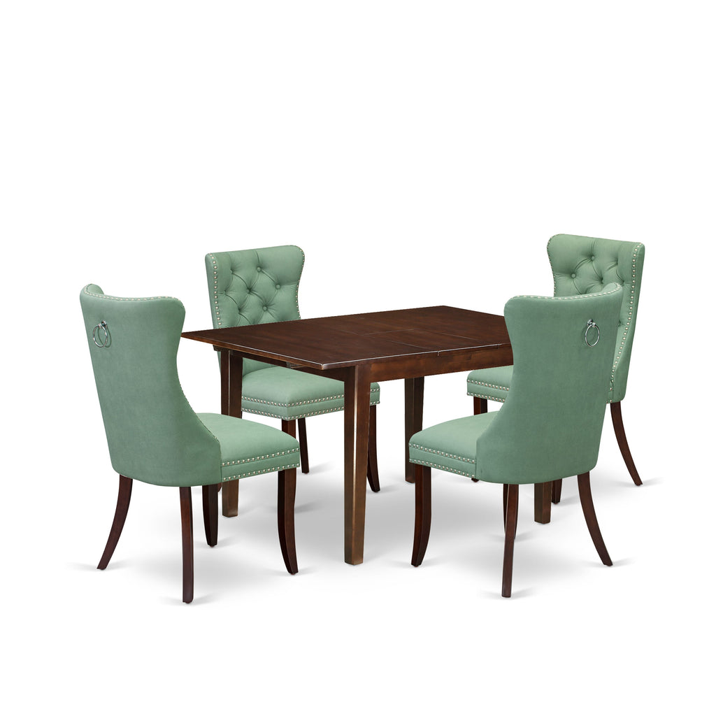East West Furniture MLDA5-MAH-22 5 Piece Dinette Set Includes a Rectangle Wooden Table with Butterfly Leaf and 4 Parson Dining Chairs, 36x54 Inch, Mahogany