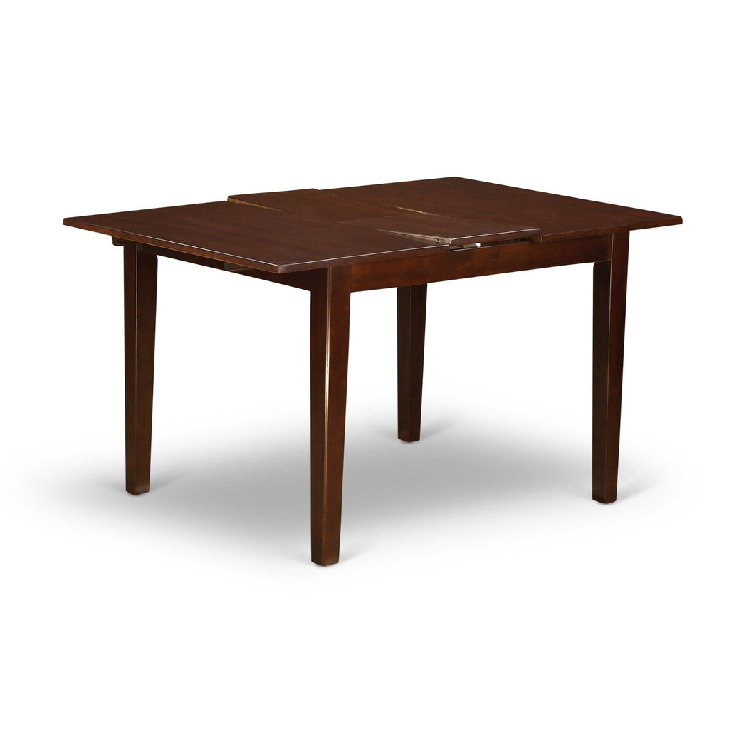 East West Furniture MILA5D-MAH-W 5 Piece Dining Room Table Set Includes a Rectangle Kitchen Table with Butterfly Leaf and 2 Dining Chairs with 2 Benches, 36x54 Inch, Mahogany