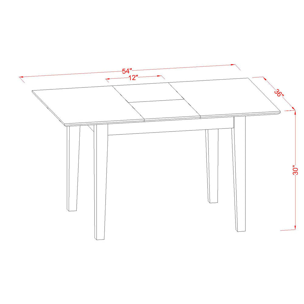 East West Furniture MLNO5-MAH-W 5 Piece Dining Table Set for 4 Includes a Rectangle Kitchen Table with Butterfly Leaf and 4 Kitchen Dining Chairs, 36x54 Inch, Mahogany