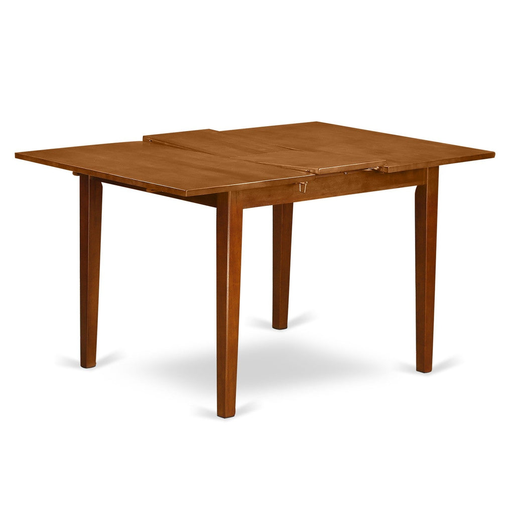 East West Furniture MLT-SBR-T Milan Kitchen Dining Table - a Rectangle Wooden Table Top with Butterfly Leaf, 36x54 Inch, Saddle Brown