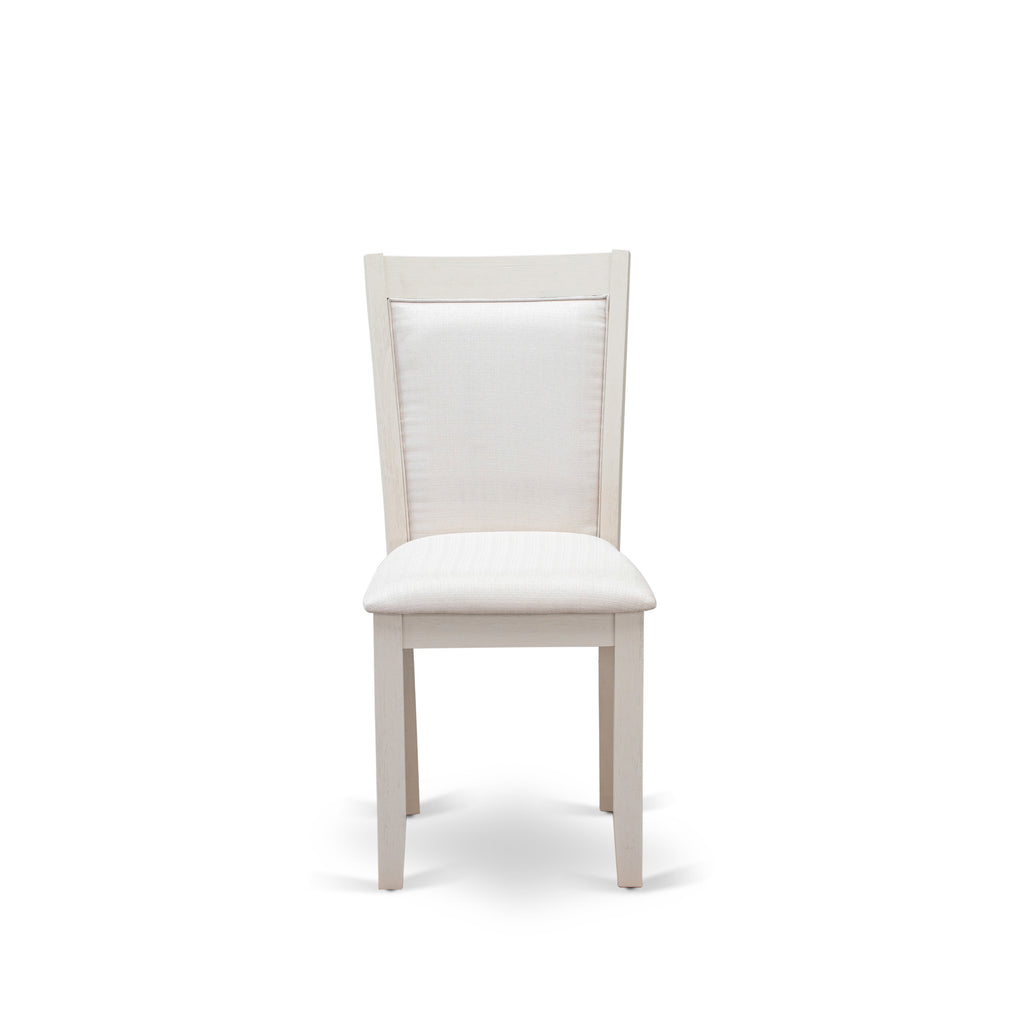East West Furniture MZC0T01 Monza Parson Dining Chairs - Cream Linen Fabric Upholstered Chairs, Set of 2, Wirebrushed Linen White