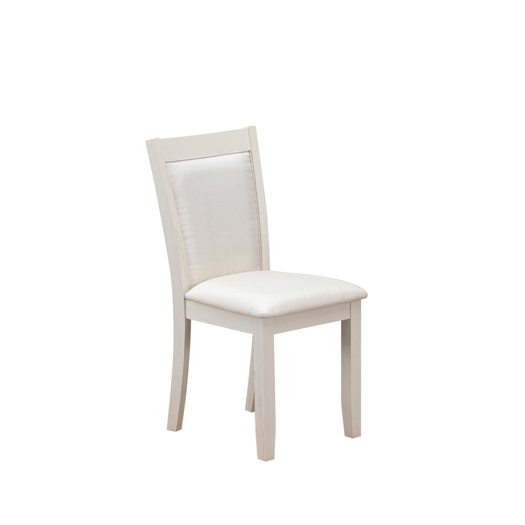 East West Furniture MZC0T01 Monza Parson Dining Chairs - Cream Linen Fabric Upholstered Chairs, Set of 2, Wirebrushed Linen White