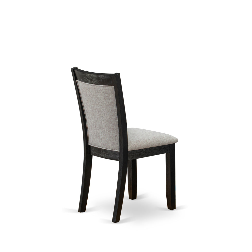 East West Furniture MZC6T06 Monza Parson Chairs - Shitake Linen Fabric Padded Dining Chairs, Set of 2, Wirebrushed Black