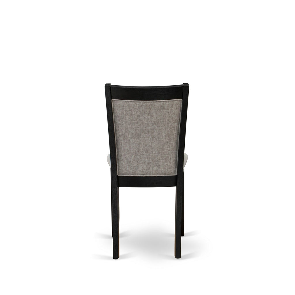 East West Furniture DMMZ3-AB6-06 3 Piece Modern Dining Table Set Contains a Round Wooden Table with Dropleaf and 2 Shitake Linen Fabric Parsons Dining Chairs, 42x42 Inch, Wirebrushed Black