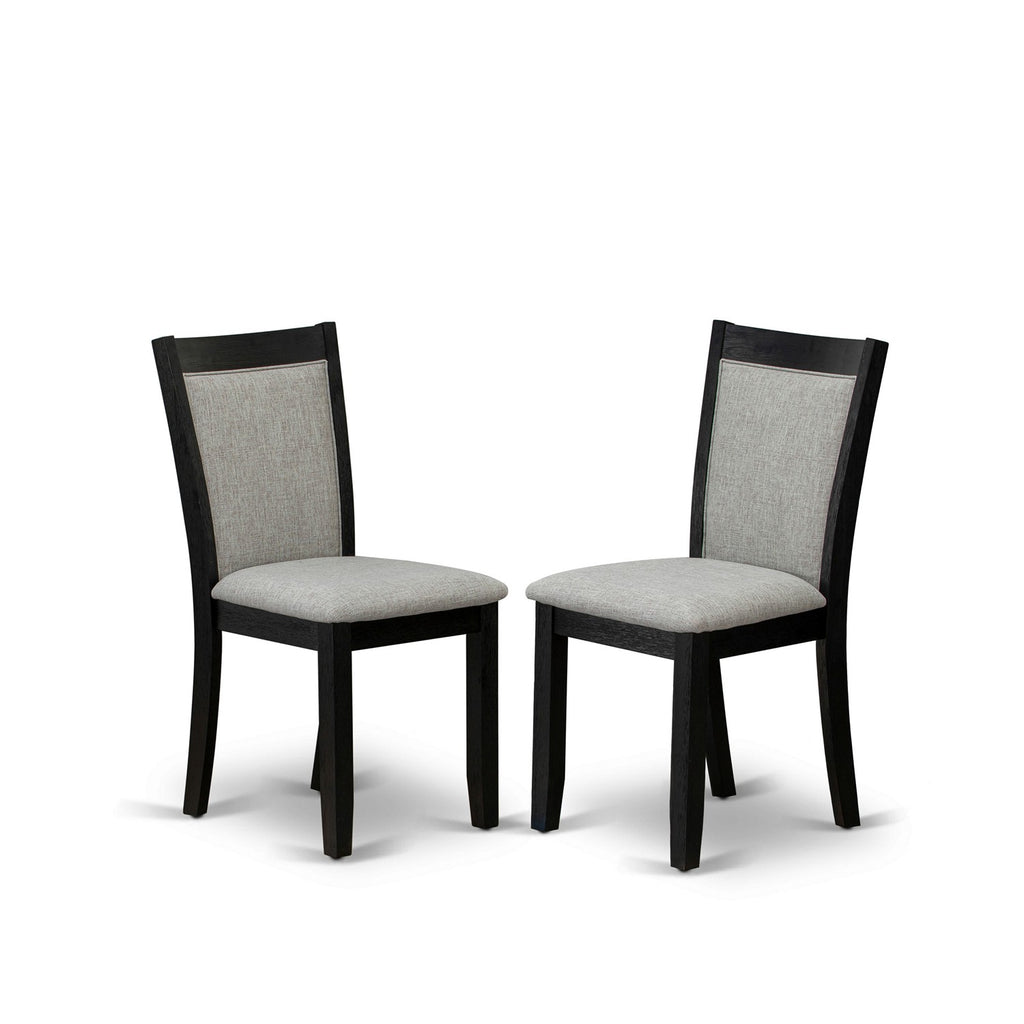 East West Furniture ANMZ5-AB6-06 5 Piece Dining Set Includes a Round Kitchen Table with Pedestal and 4 Shitake Linen Fabric Parson Dining Chairs, 36x36 Inch, Wirebrushed Black