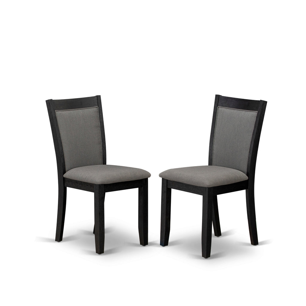 East West Furniture MZC6T50 Monza Parson Dining Room Chairs - Dark Gotham Grey Linen Fabric Padded Chairs, Set of 2, Wirebrushed Black