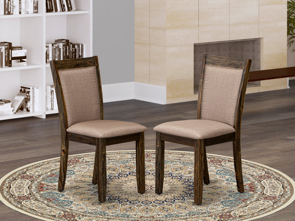 East West Furniture MZC7T16 Monza Parson Dining Chairs - Dark Khaki Linen Fabric Padded Chairs, Set of 2, Distressed Jacobean