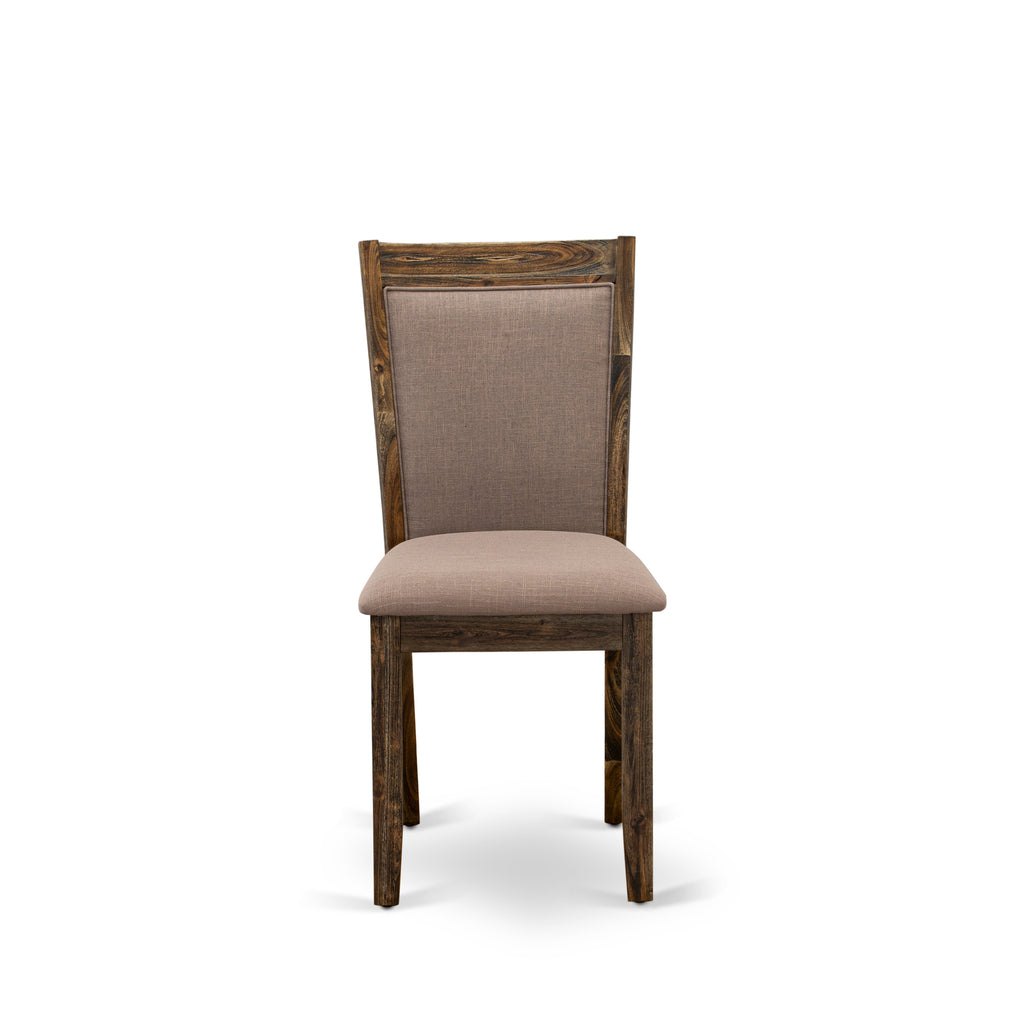 East West Furniture MZC7T48 Monza Parson Dining Chairs - Coffee Linen Fabric Padded Chairs, Set of 2, Distressed Jacobean
